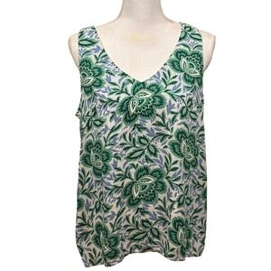 Ann Taylor V-Neck Sleeveless Tunic NWT Size M, coastal, botanical, polished